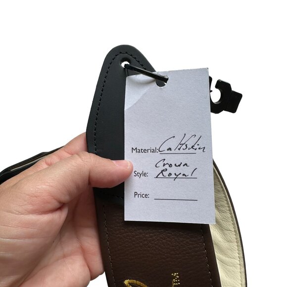 NEW Crown Royal Double Treble Brown Calfskin Leather Embroidered Guitar Strap - Picture 9 of 9
